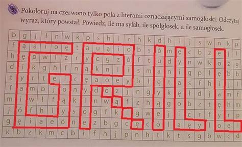 Pokoloruj Na Czerwono Tylko Pola Z Literami Oznaczajacymi Samogloski