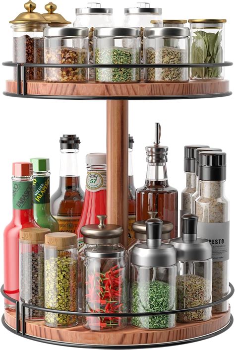 Amazon Lazy Susan Spice Rack Organizer Wood Tier Rotating