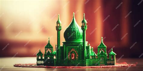 Premium AI Image | A model of a mosque with a green dome.