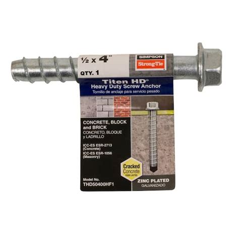 Simpson Strong Tie Titen HD 1 2 In X 4 In Zinc Plated Heavy Duty