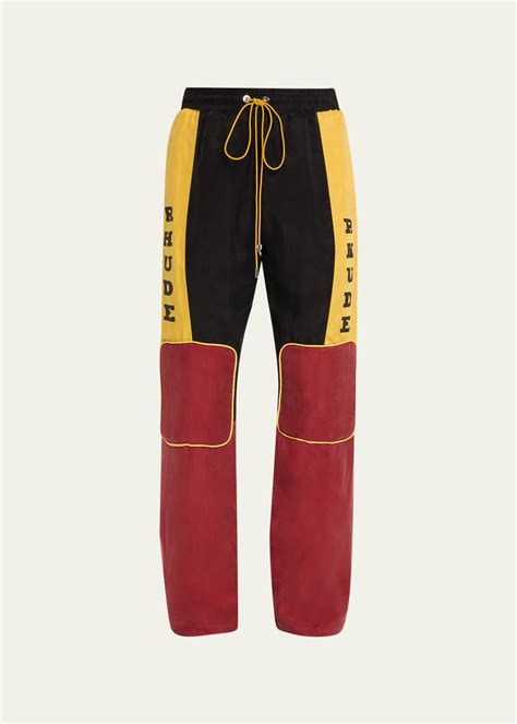 Rhude Mens Colorblock Rally Racing Pants Bergdorf Goodman