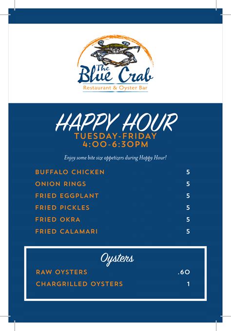 Our Happy Hour Menu - The Blue Crab