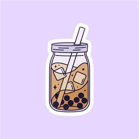 Coffee Boba Sticker Cute Kawaii Stickers Aesthetic Stickers Etsy