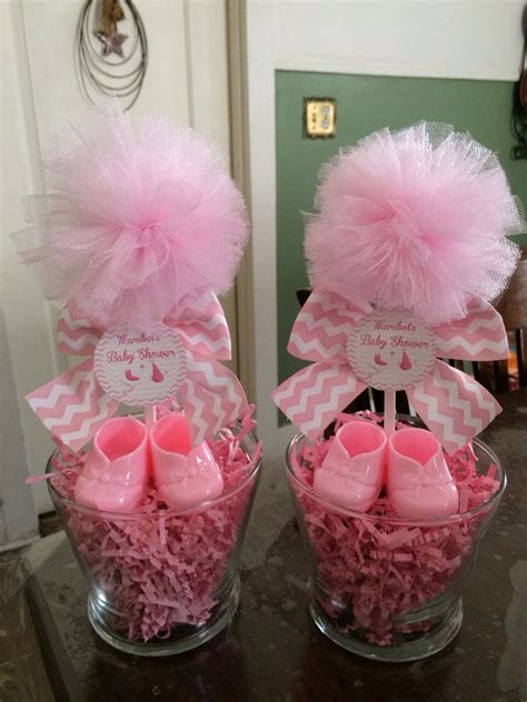 Pink Chevron Baby Shower Centerpieces