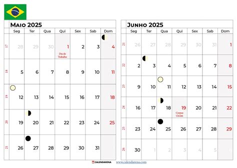 Calendário Maio E Junho 2025