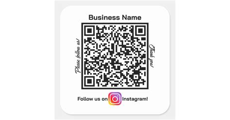 Qr Code Follow Us On Social Media Instagram Square Sticker Zazzle