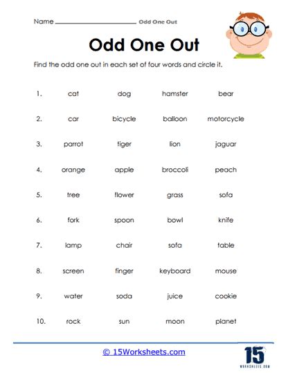 Odd One Out Worksheets 15