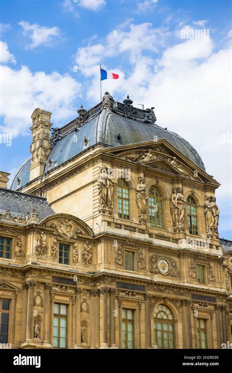 Paris France Aug 10 2021 A Vertical Shot Of Famous Louvre Museum