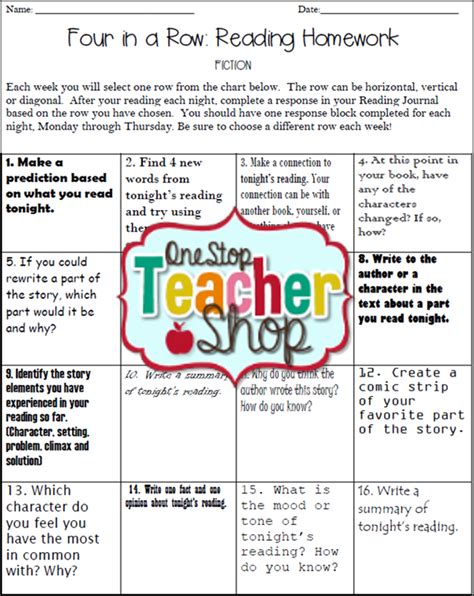 One Stop Teacher Shop Give Your Reading Homework A Makeover Reading