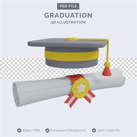 Premium Psd Graduation 3d Illustration