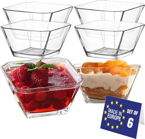 NORDIC SCHILLER Modern Glas Dessertschalen Set 6 300ml 100 BLEI FREI