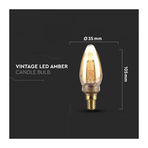 V Tac Led Bulb W Filament E Amber Art Candle K Sku Vt