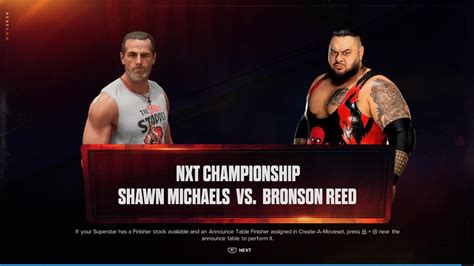 WWE 2K24 SHAWN MICHAELS VS BRONSON REED NXT CHAMPIONSHIP YouTube