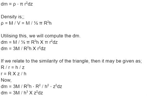 Notes On Moment Of Inertia Of Solid Cone Derivation