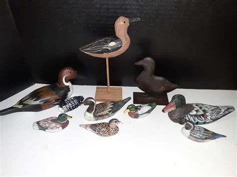 Miniature Carved Duck Decoys Shorebirds Delaware Auction Center