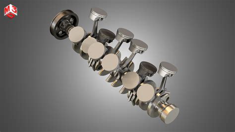 Crankshaft With Pistons V Engine D Model Cgtrader