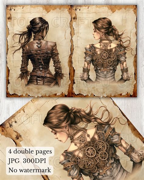 Steampunk Girls Printable Pages Junk Journal Printable Steampunk Girl