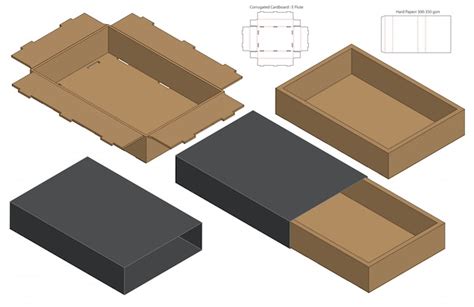 Diseño de plantilla troquelada caja de embalaje 3d Vector Premium