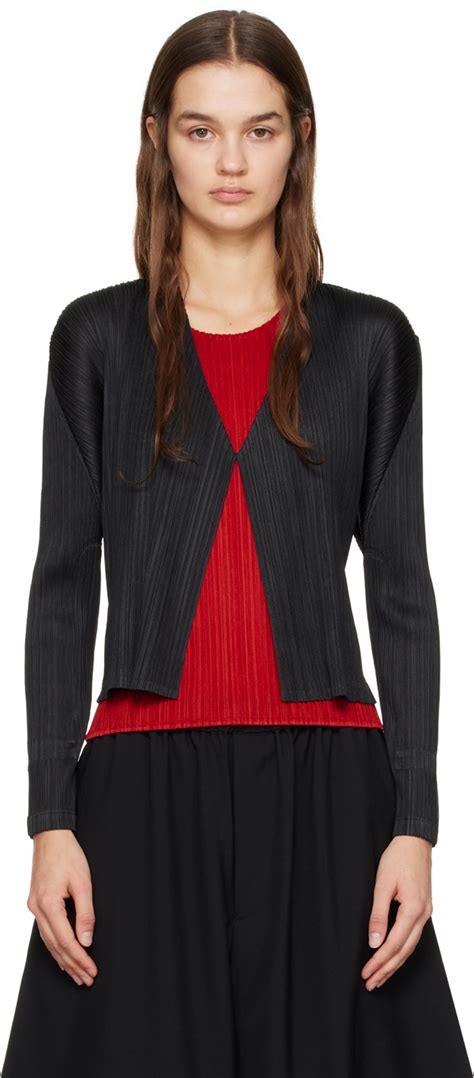 Black Monthly Colors December Cardigan By Pleats Please Issey Miyake On