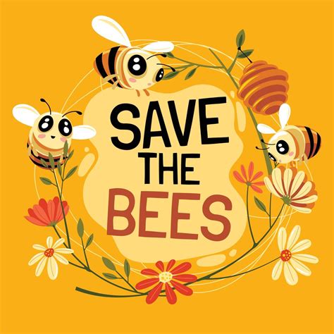 Save The Bees Concept Design With Text 3104203 Vector Art At Vecteezy