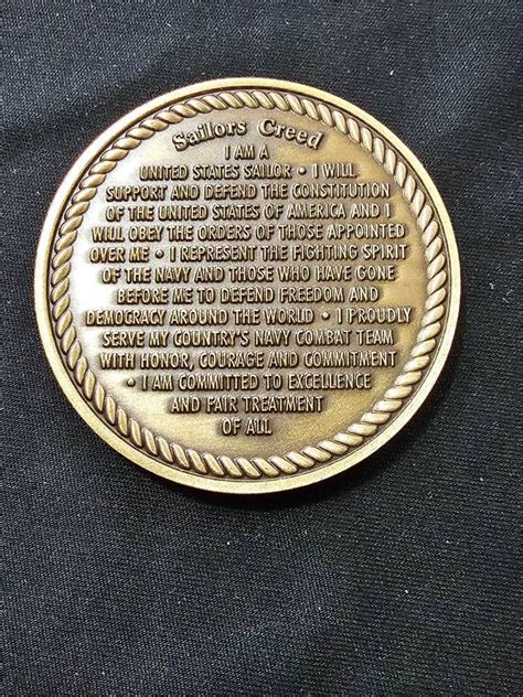 Us Navy Sailors Creed Challenge Coin Etsy