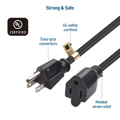 Buy Cable Matters 2 Pack 16 AWG Heavy Duty Power Extension Cord 10 Ft