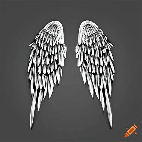 Black And White Geometric Angel Wing Artwork