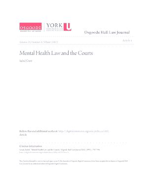 Fillable Online Digitalcommons Osgoode Yorku Mental Health Law And The