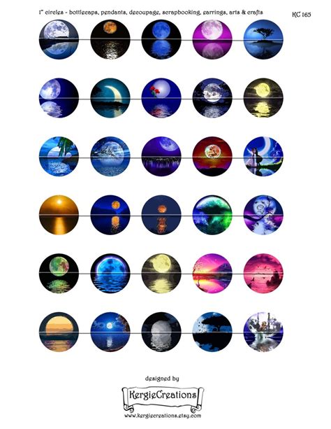 MOONLIGHT REFLECTIONS Digital Collage Sheet 1 Inch Round - Etsy