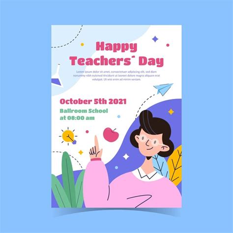 Free Vector | Hand drawn flat teachers' day vertical flyer template