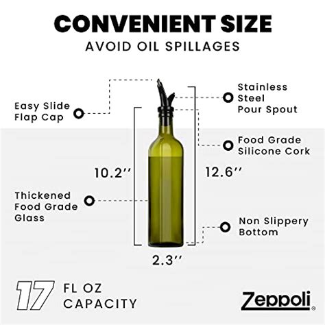 Zeppoli Kitchen Olive Oil Dispenser Bottle Set 17 Oz