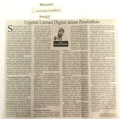 Urgensi Literasi Digital Dalam Pendidikan Bhirawa Umm Dalam Berita