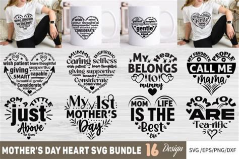 Mothers Day Heart Svg Bundle Graphic By Dollarsmart · Creative Fabrica