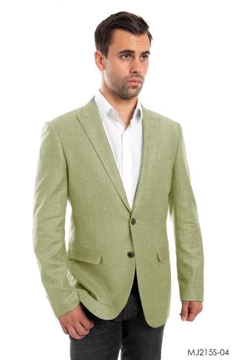 Mens Mint Linen Sports Coat Peak Lapel Slim Fit Tuxedos Online