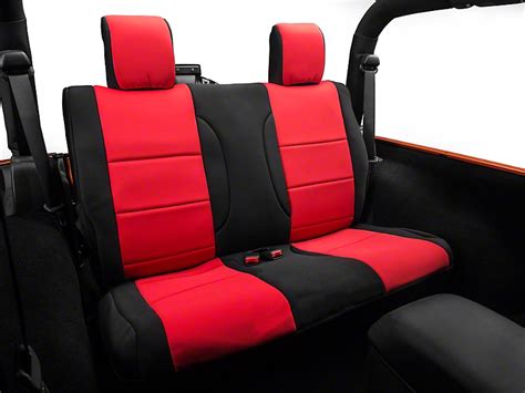 Rugged Ridge Jeep Wrangler Neoprene Rear Seat Cover Blackred 1326553 07 18 Jeep Wrangler Jk