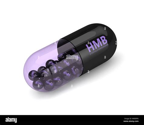 3d Render Of Hmb Pill With Granules Over White Background Sport