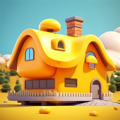 Premium AI Image | a yellow house with a yellow roof and a house with a ...