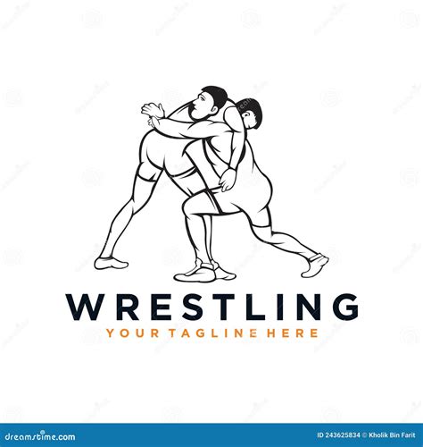 Wrestling Logo Vector Design Silhouette Stock Vector - Illustration of ...