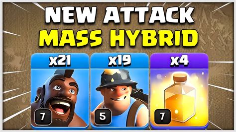 No Queen Charge Mass Hybrid Hog Miner Th11 Attack Strategy Youtube