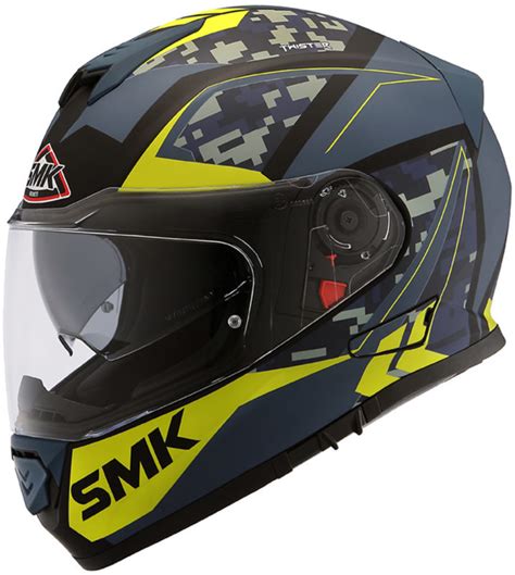 SMK Twister Zest Gloss Blue Yellow Full Face Helmet Custom Elements