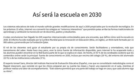 Así Será La Escuela En El 2030