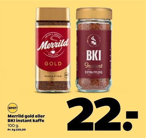 Merrild Gold Eller Bki Instant Kaffe Tilbud Hos Netto