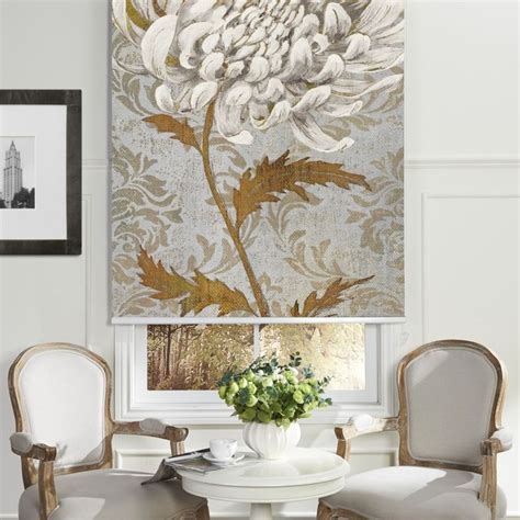 White Flowers Printed Roller Blind Milan Curtains Window Roller Shades Shades Blinds