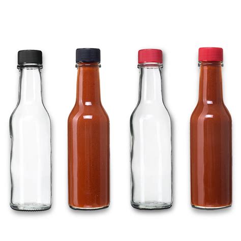 Buy 12 Pack 5 Oz Hot Sauce Woozy Bottles Small Empty Glass Bottles With RED Caps And Drip