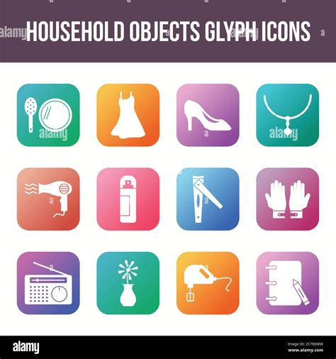 Unique Household Objects Vector Glyph Icon Set Stock Vector Image Art