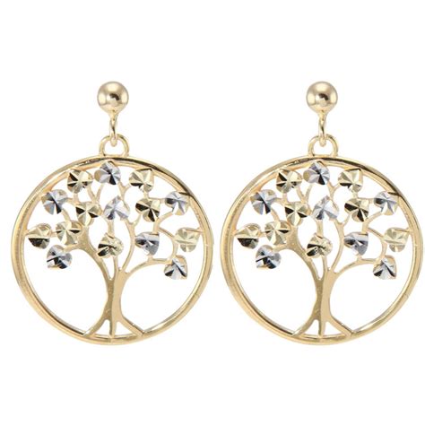 Boucles D Oreilles Pendantes Ors Arbre De Vie Ref