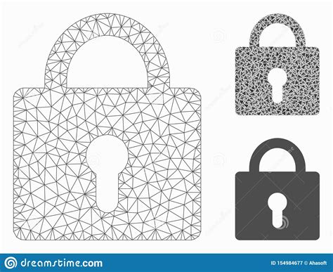 Verschluss Vektor Mesh Wire Frame Model Und Dreieck Mosaik Ikone Vektor