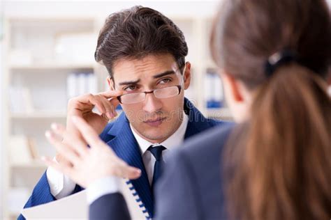 The Lawyer Talking To His Client In Office Stock Photo Image Of Judge