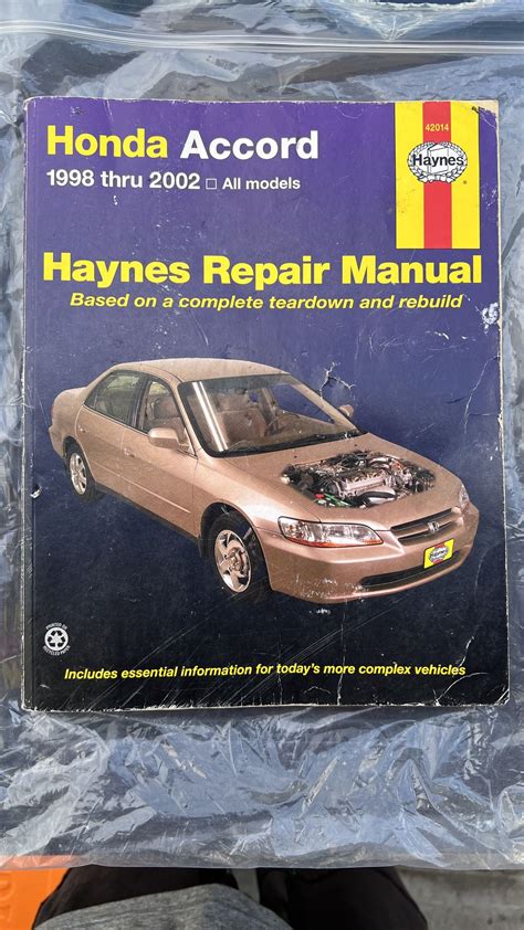 Haynes Repair Manual Honda Accord 1998 Thru 2002 For Sale In Bell