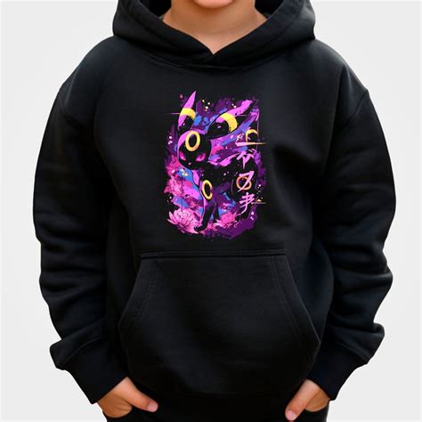 Canguro Anime Niño Diseño Umbreon En Estilo Tinta Pokémon Unisex Hoodie